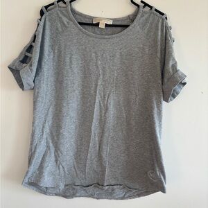 Michael Kors Gray Short Sleeve Top with Cutout Details
